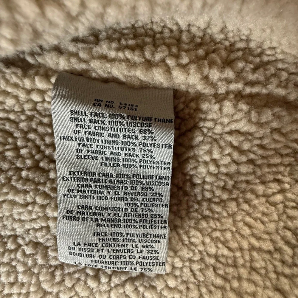 Levi Strauss Faux Leather Jacket Men Large Brown Sherpa Lined Field Coat RN54163 - Picture 6 of 8